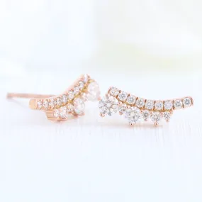 0.68 Ct. Tiara Diamond Earrings in 14k Gold Curved Earrings Studs