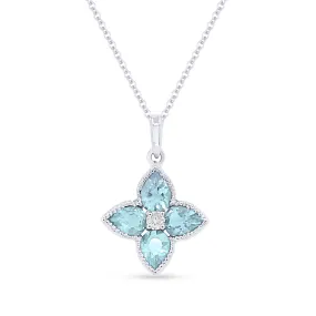 0.78ct Blue Topaz 16"Pendant Necklace in 14K White Gold