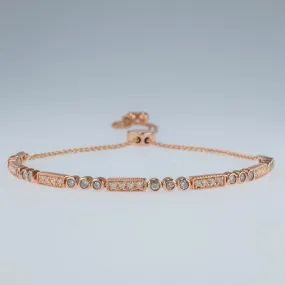 0.80ctw Diamond Accents Adjustable Bolo Bracelet in 10K Rose Gold