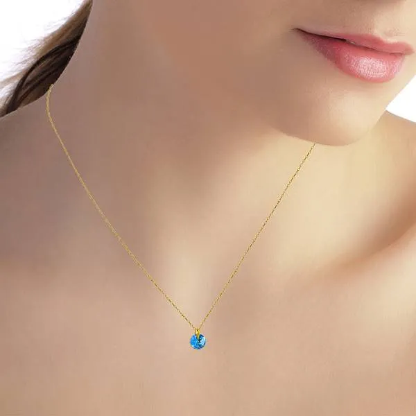 1 Carat 14K Solid Yellow Gold Express Yourself Blue Topaz Necklace