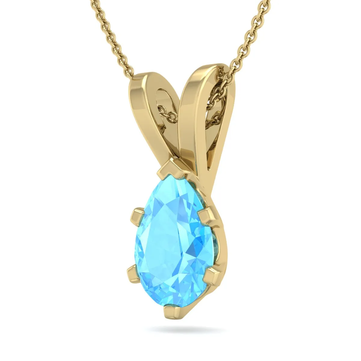 1 Carat Pear Shape Topaz Necklace In 14K Yellow Gold Over Sterling Silver