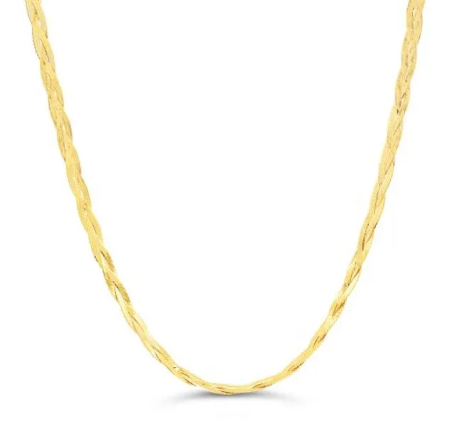 10K Yellow Gold 3mm Braided Herringbone Chain 16"-