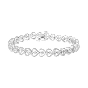 1/10 CTW Diamond Heart 7.25-inch Bracelet in Sterling Silver