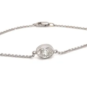 1.11ct Oval Diamond 14k White Gold Bracelet