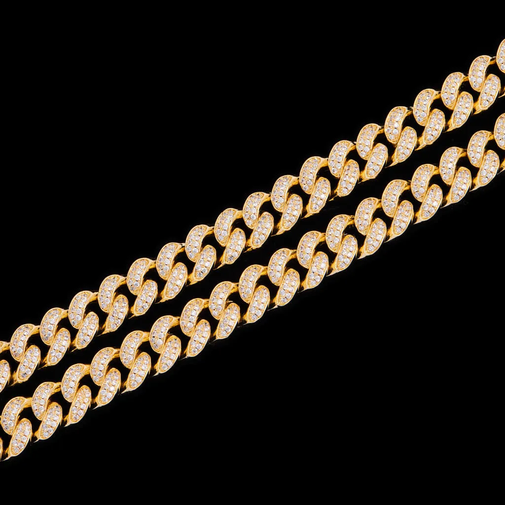 12mm 14K Gold Iced Cuban Chain [SHIP TO THE US ONLY]