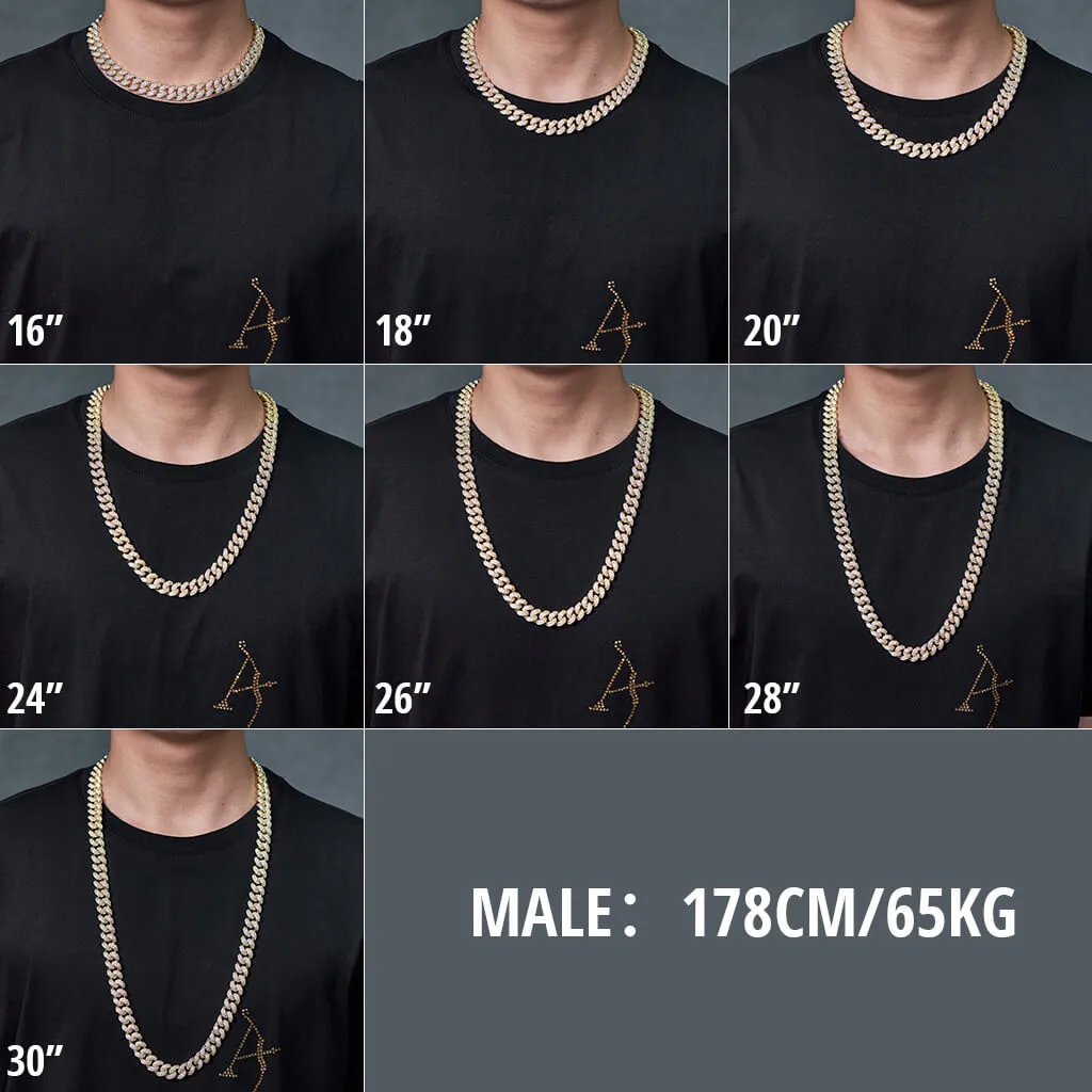 12mm 14K Gold Iced Cuban Chain [SHIP TO THE US ONLY]