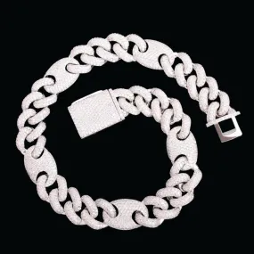 12MM Miami Cuban Bean Link Iced Out Diamond Necklace Chain