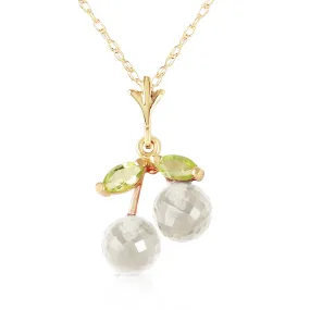 1.45 Carat 14K Solid Yellow Gold La Belle Dame White Topaz Peridot Necklace