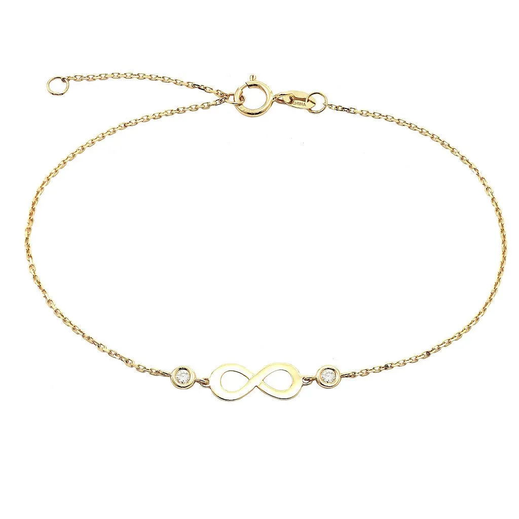 14K Gold Infinity Bracelet With Diamonds