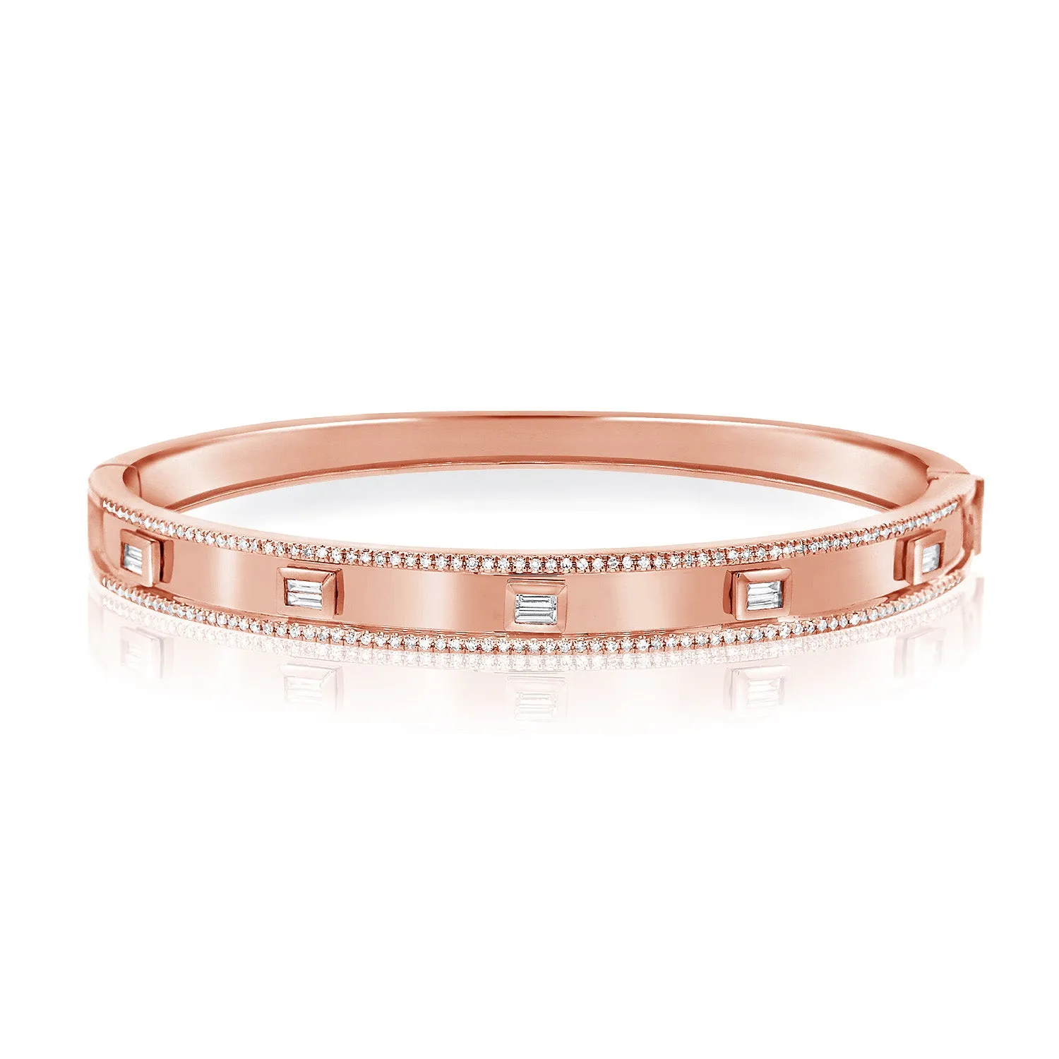 14K Rose Gold Diamond Hinged Bangle