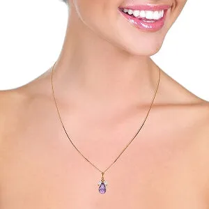 14K Solid Rose Gold Necklace w/ Purple Amethysts & Rose Topaz