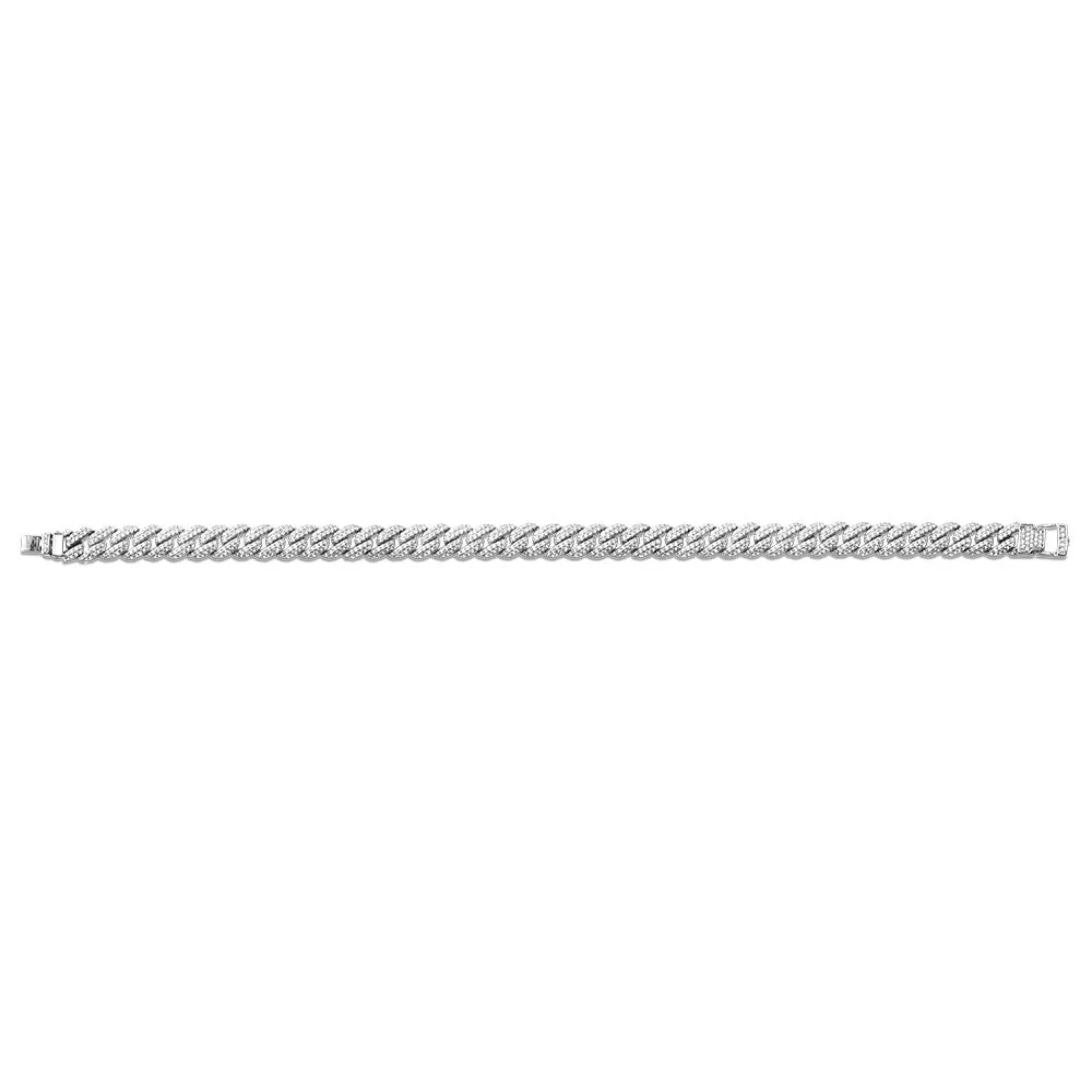 14K WHITE GOLD CUBAN LINK-N-LOVE PAVE-SET DIAMOND BRACELET (2.00 CTW)