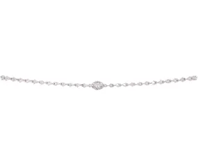 14K White Gold Marquise & Round Diamond Bracelet