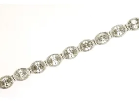 14k white gold oval diamond line 7" bracelet