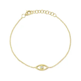 14k Yellow Gold 0.04Ct Diamond Eye Bracelet