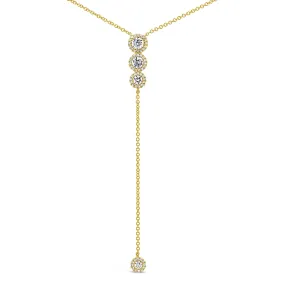 14K Yellow Gold Diamond Lariat Necklace, 15-18 inch