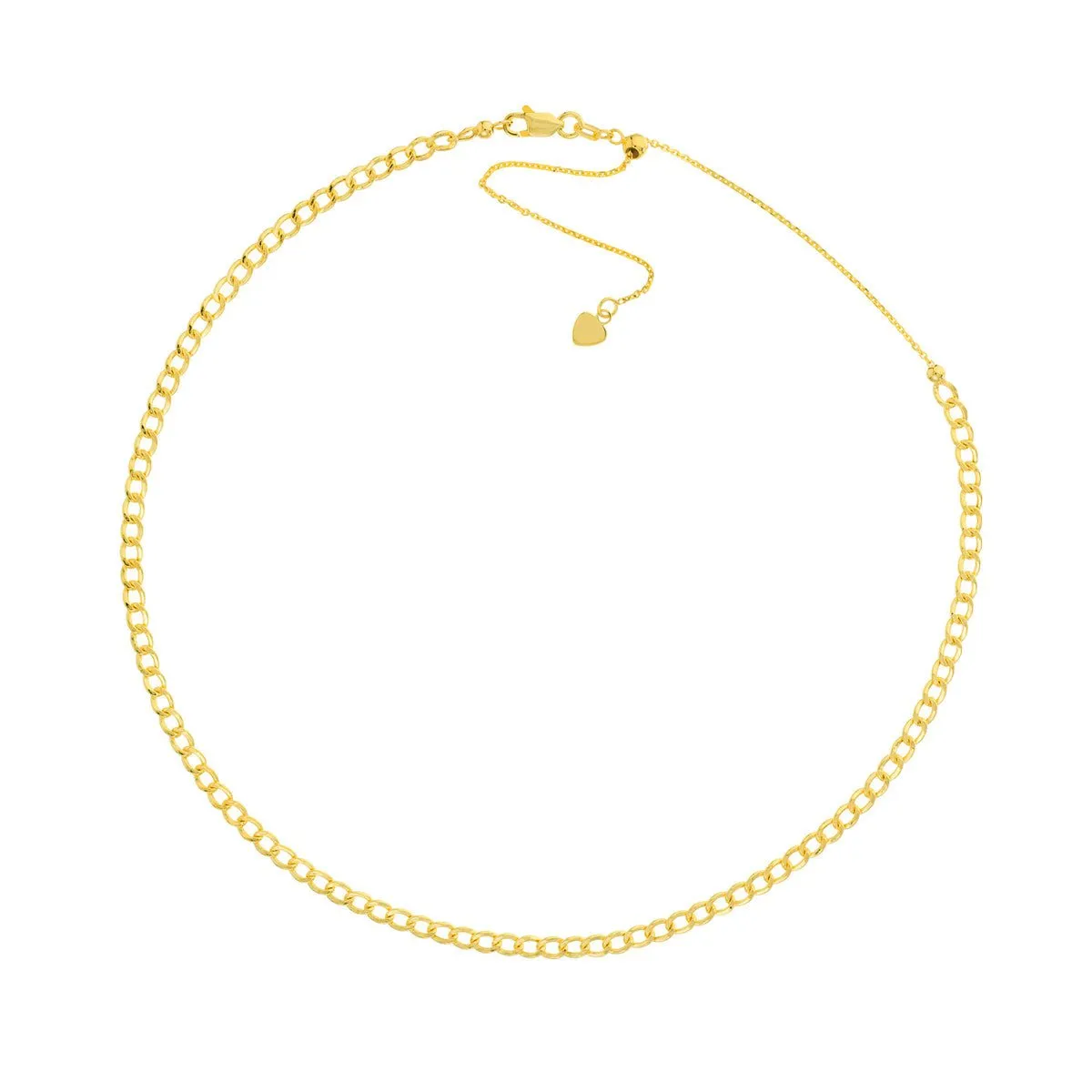 14K Yellow Gold Hollow Cuban Curb Chain Adjustable Choker