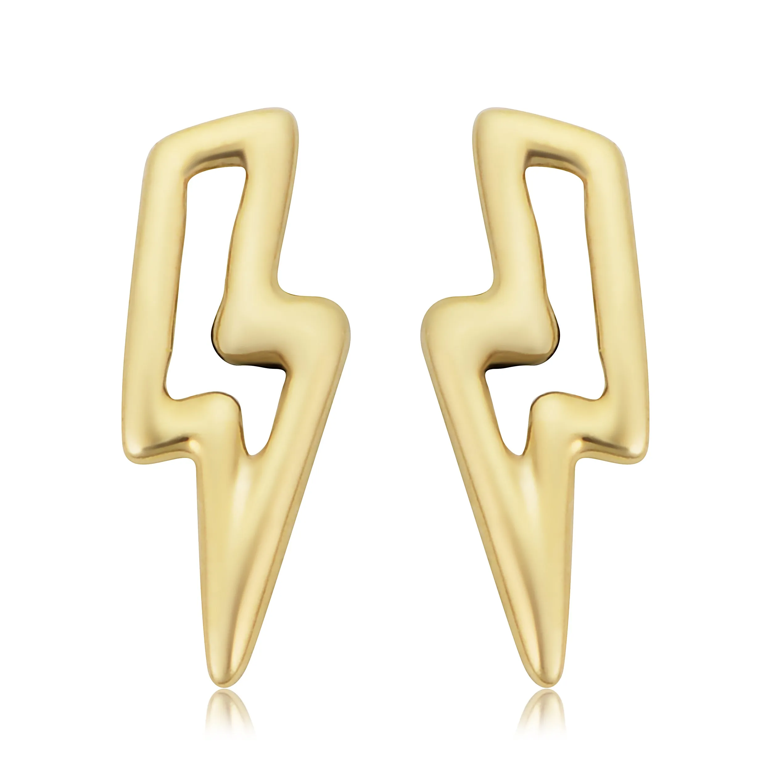 14k Yellow Gold Lightning Bolt Stud Earrings