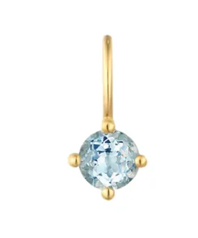 14K Yellow Gold Round Aquamarine Solitaire Charm by Aurelie Gi