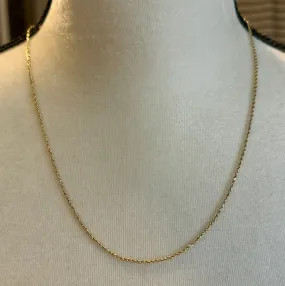 14k Yellow Gold Twist Chain Necklace 21" Long x 2mm Wide