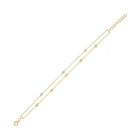 14KT GOLD DIAMOND BY THE YARD DOUBLE CHAIN BRACELET