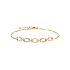 14KT GOLD DIAMOND FIVE OPEN LINK BRACELET