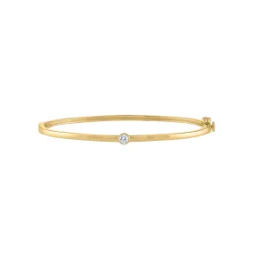 14KT GOLD DIAMOND SINGLE BEZEL BANGLE BRACELET