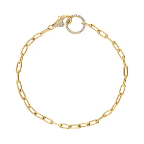 14KT GOLD LINK WITH DIAMOND CLASP BRACELET