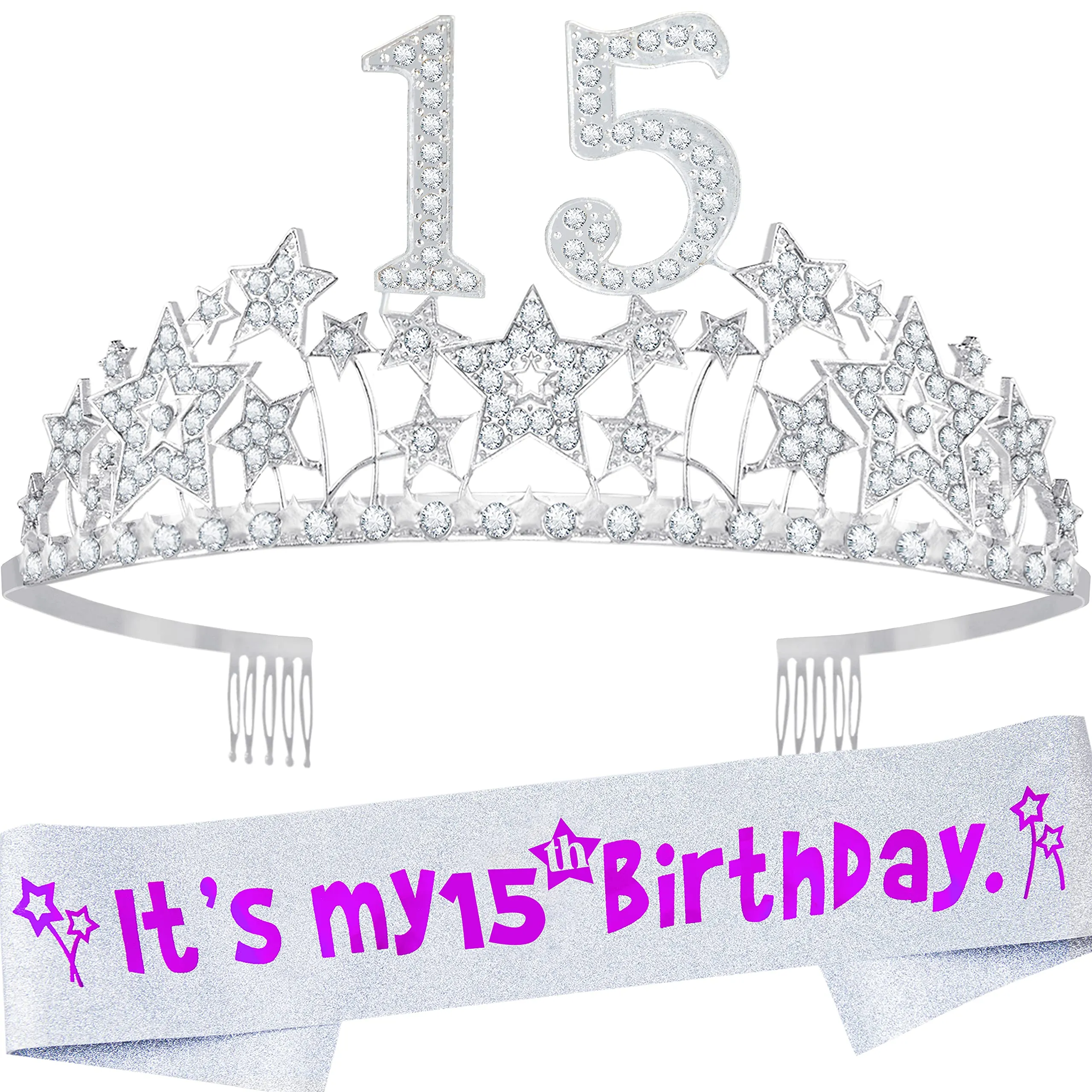 15th Birthday Gifts for Girls, 15th Birthday Tiara and Sash, 15th Birthday Decorations