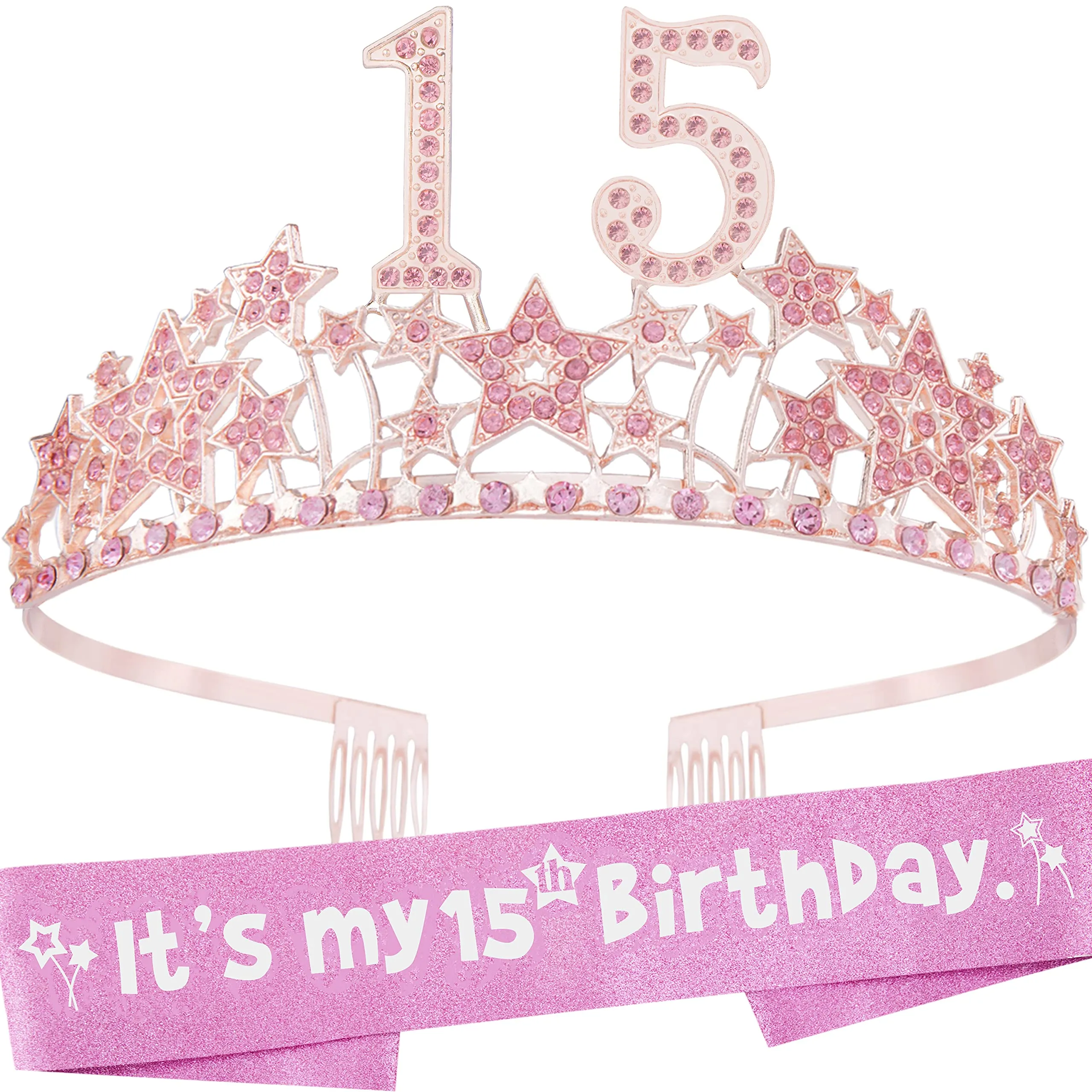 15th Birthday Gifts for Girls, 15th Birthday Tiara and Sash, 15th Birthday Decorations