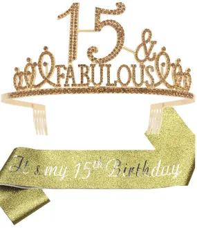 15th Birthday Gifts for Girls, 15th Birthday Tiara and Sash, 15th Birthday Decorations