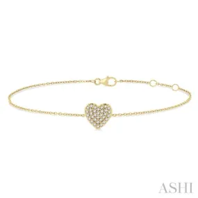 1/8 ctw Petite Heart Round Cut Diamond Fashion Bracelet in 10K Yellow Gold