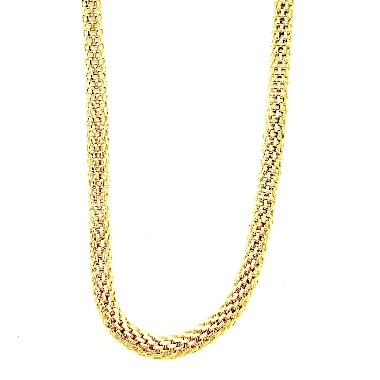 18 inch 18K Gold Plated Hollow Mesh Stainless Steel Chain