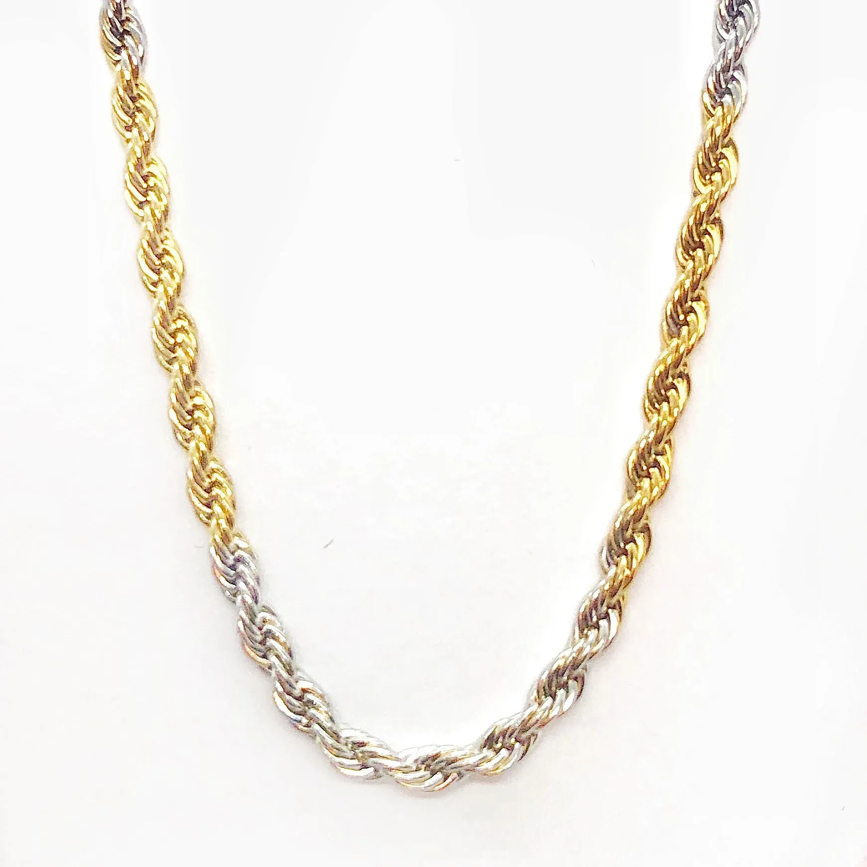 18 inch Alternating Two Tone Stainless Steel Rope Chain