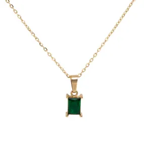 18K Gold-Filled Baguette Pendant Necklace