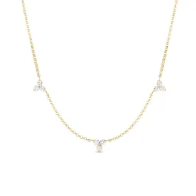 18K Three Station Diamond Necklace