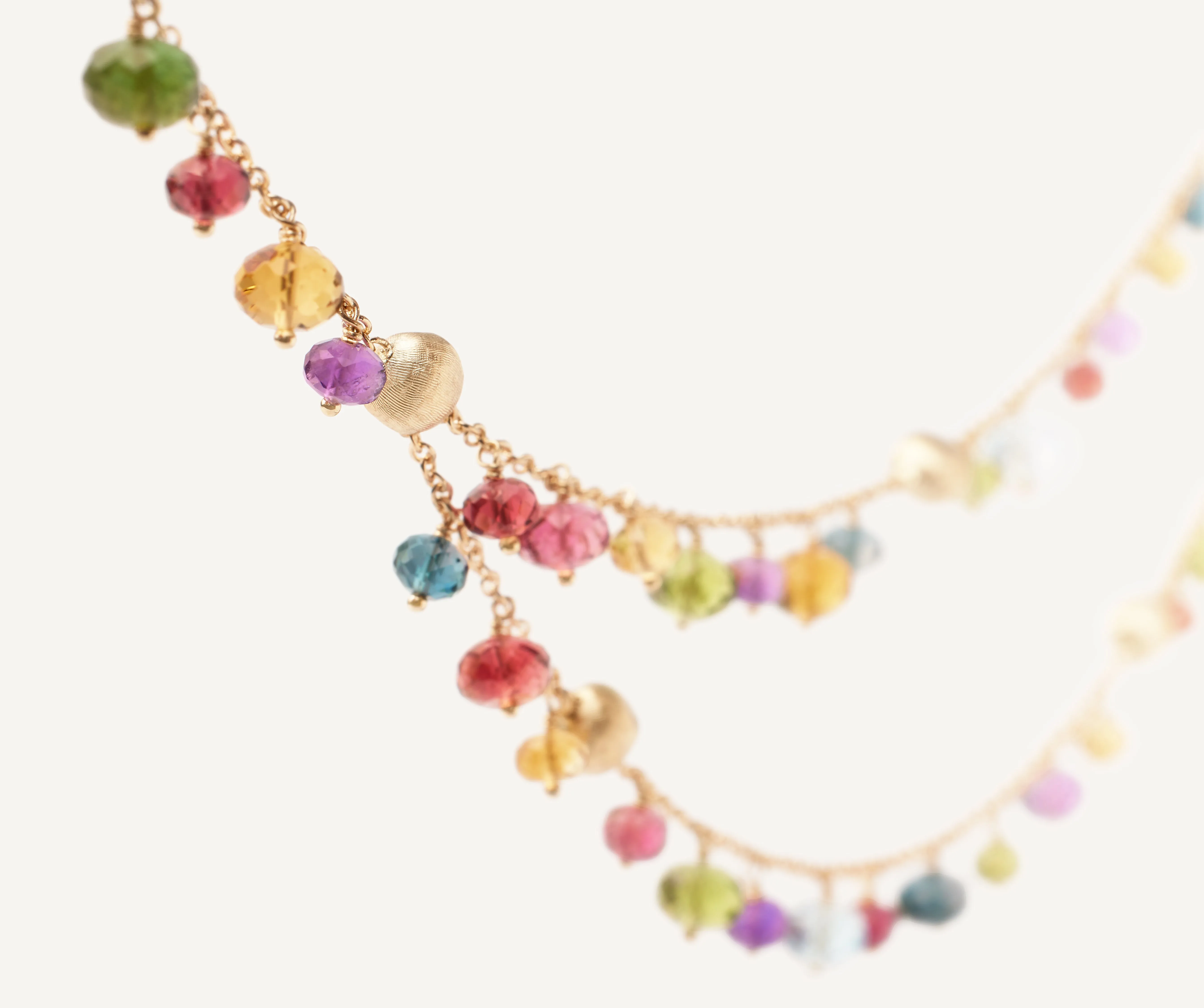 18K Yellow Gold 2-Strand Mixed Gemstone Necklace