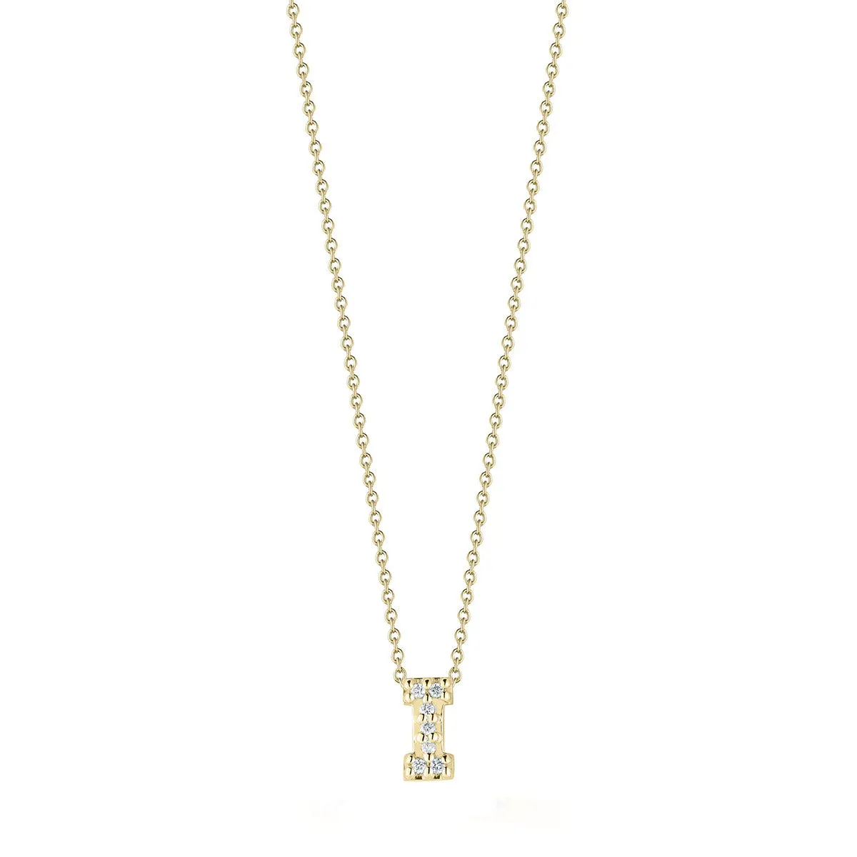 18K Yellow Gold Tiny Treasures Diamond Love Letter I Necklace