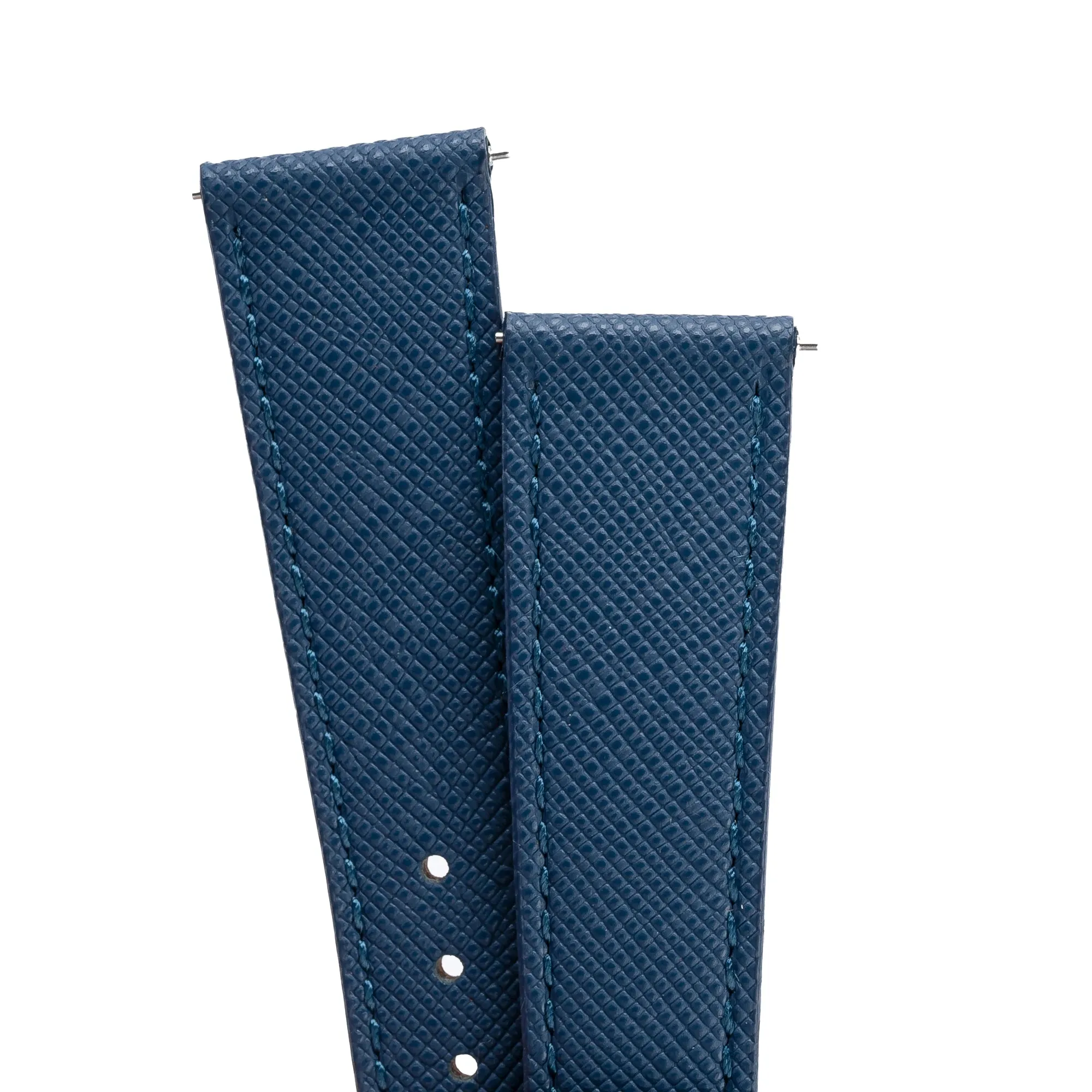 18mm 20mm 22mm Quick Release Tapered Saffiano Leather Watch Strap - Navy Blue