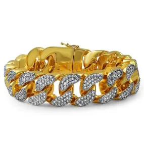 22MM Thick Bling Bling CZ Cuban Gold Bracelet