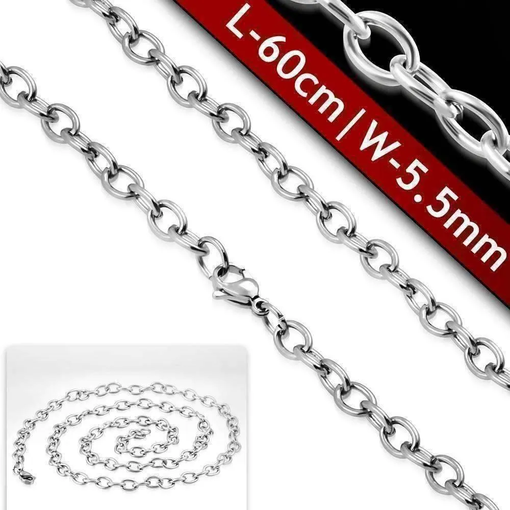 24 inch Oval Cable Link Stainless Steel Necklace Chain