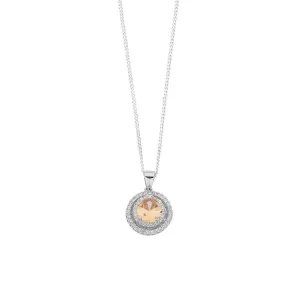 45cm November Birthstone Sterling Silver Topaz Cubic Zirconia Halo Necklace