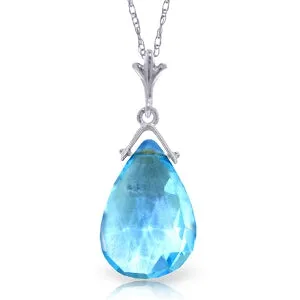 5.1 Carat 14K Solid White Gold Sea Fragrance Blue Topaz Necklace