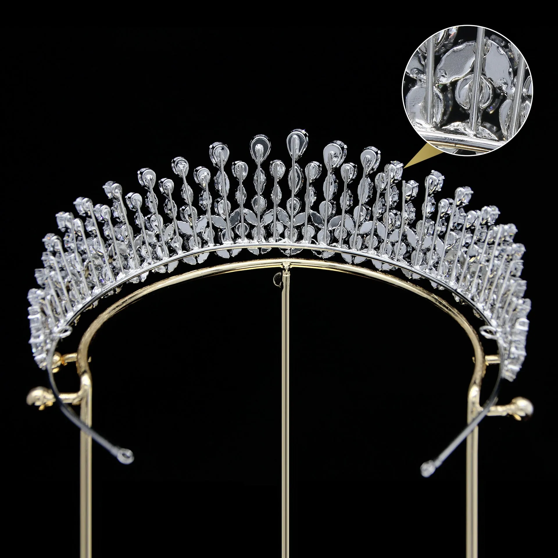 5.3cm Classic Zirconia Wedding Tiara,Women's Crystal Big Tiara for Bride,Prom,Party Head Accessories GS0323