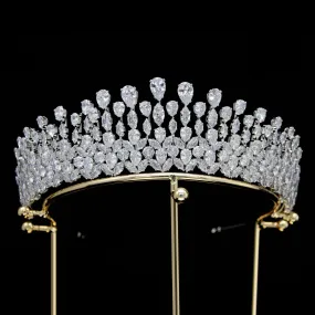 5.3cm Classic Zirconia Wedding Tiara,Women's Crystal Big Tiara for Bride,Prom,Party Head Accessories GS0323