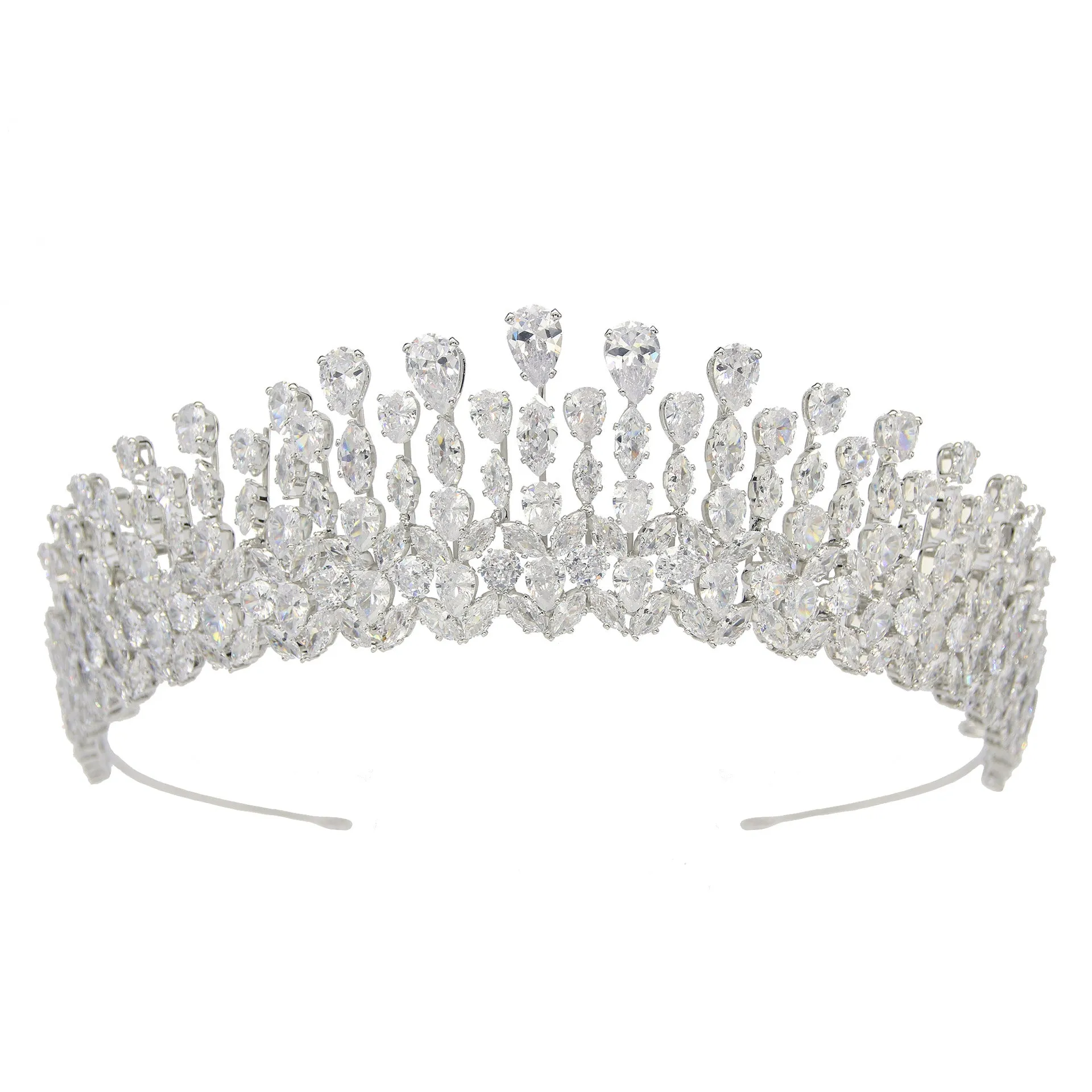 5.3cm Classic Zirconia Wedding Tiara,Women's Crystal Big Tiara for Bride,Prom,Party Head Accessories GS0323