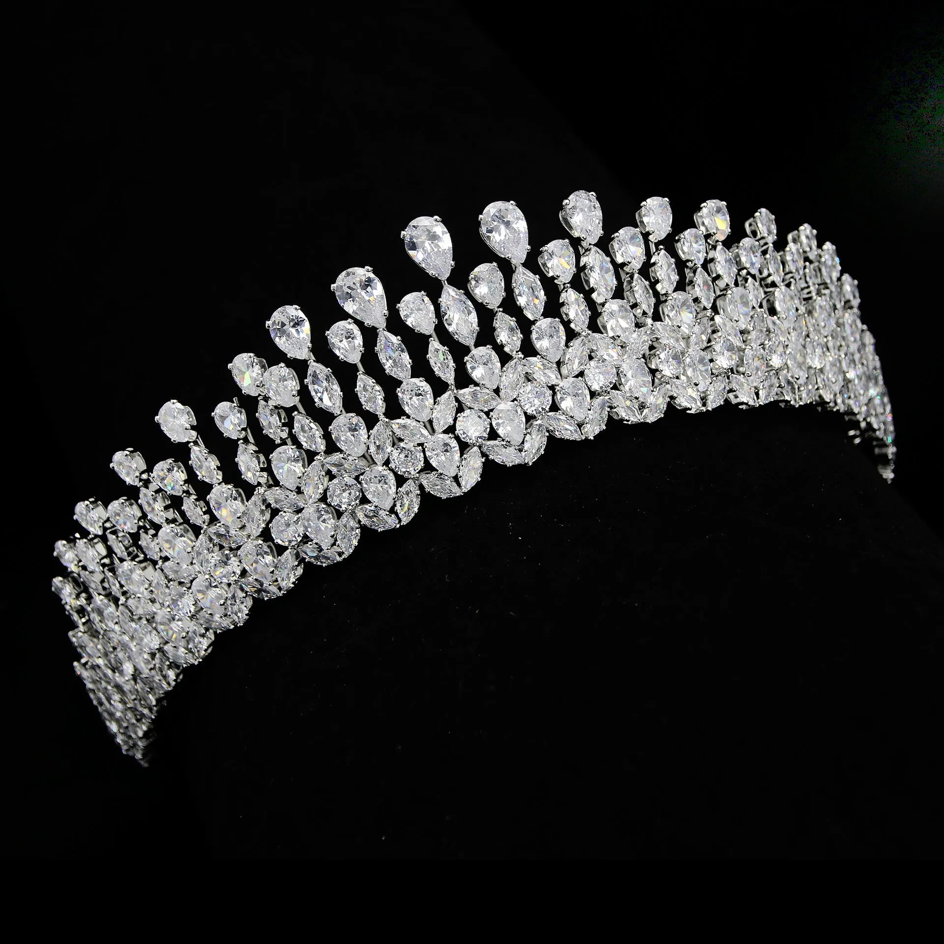 5.3cm Classic Zirconia Wedding Tiara,Women's Crystal Big Tiara for Bride,Prom,Party Head Accessories GS0323