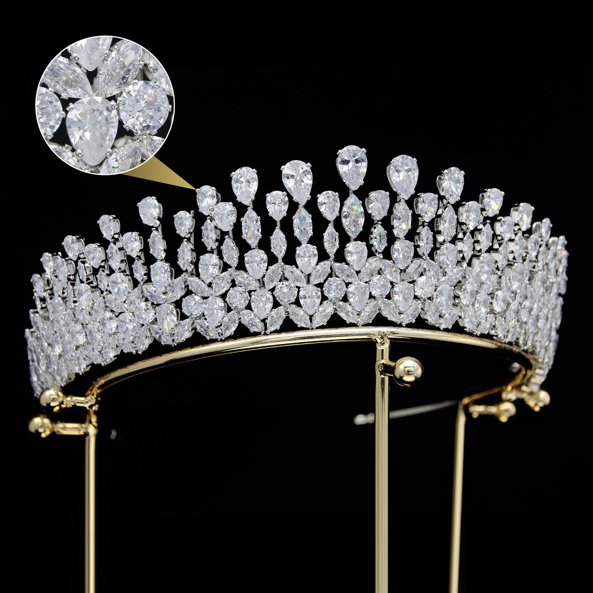 5.3cm Classic Zirconia Wedding Tiara,Women's Crystal Big Tiara for Bride,Prom,Party Head Accessories GS0323