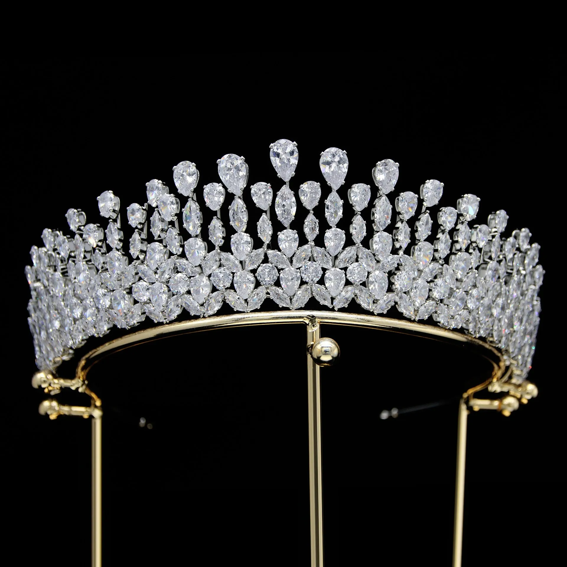 5.3cm Classic Zirconia Wedding Tiara,Women's Crystal Big Tiara for Bride,Prom,Party Head Accessories GS0323