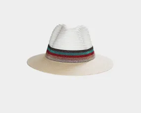 56 Beige & White Fedora Style Sun Hat - The Cap Ferrat